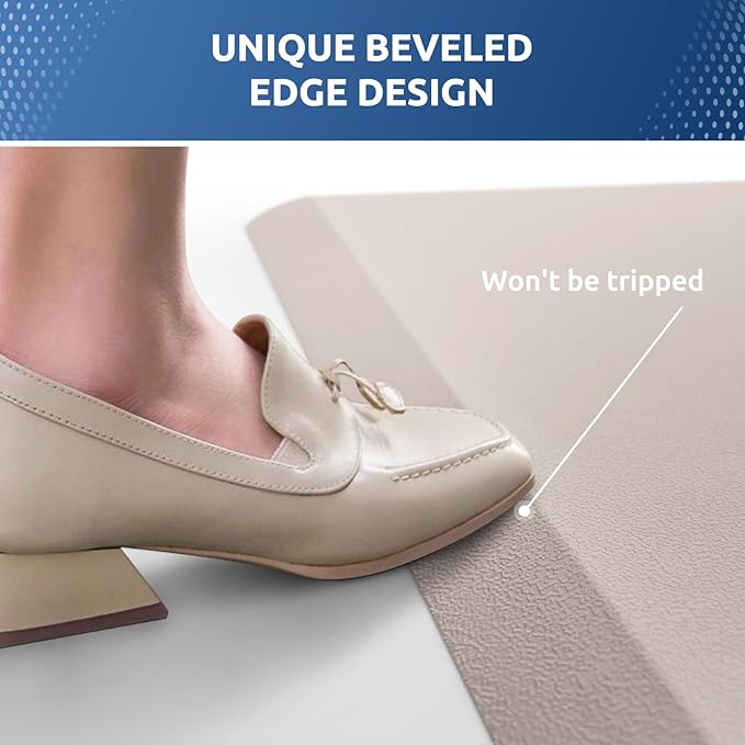 KitchenClouds Kitchen Mat Cushioned Anti Fatigue Rug 24"x70" Waterproof, Non Slip, Standing and Comfort Desk/Floor Mats for House Sink Office (Khaki)