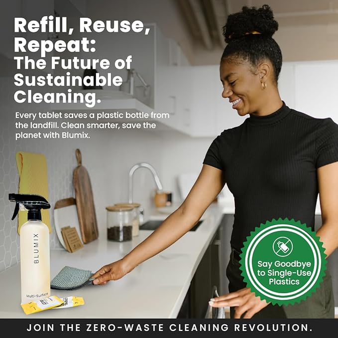 Multi-Surface Cleaner Refill Tablets – 6 Count | Fresh Lemon Scent | Eco-Friendly, Biodegradable, Plastic-Free Cleaning Refills for Spray Bottles – All-Purpose Household Use