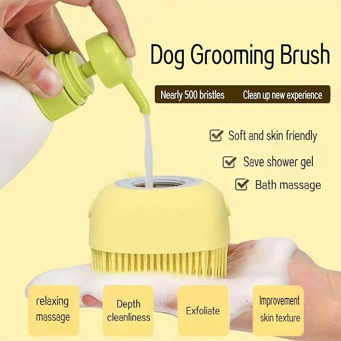 Pets Bath Brush | Scrubber for Bath | Dog Shampoo Brush | Dog Washing/Shower Brush, Suitable for Short/Long Haired Dogs, (pink) (Yellow)