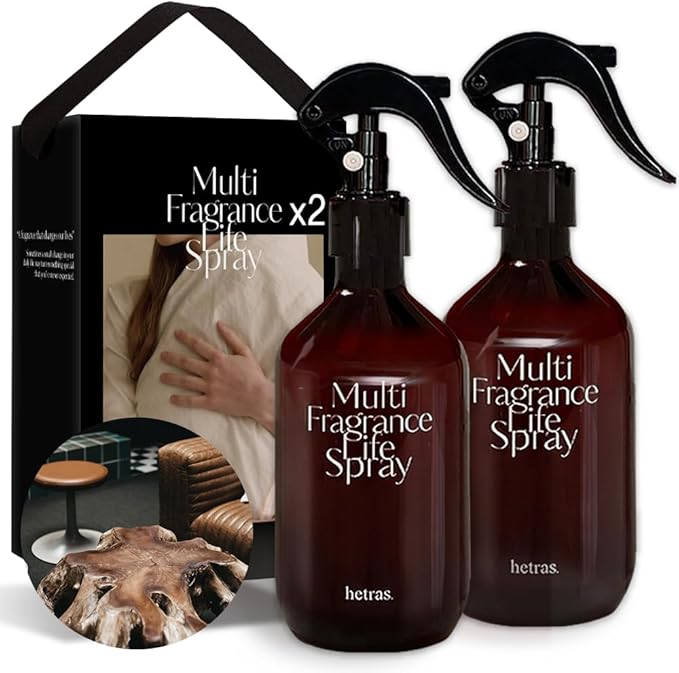 hetras Multi Fragrance Life Spray 10.14 fl oz x 2 Pack | Hotel Wood - Luxurious Forest Scent | Non-Aerosol Odor Freshener Room Mist for Room, Closet, Fabric | Infused with Essential Oils