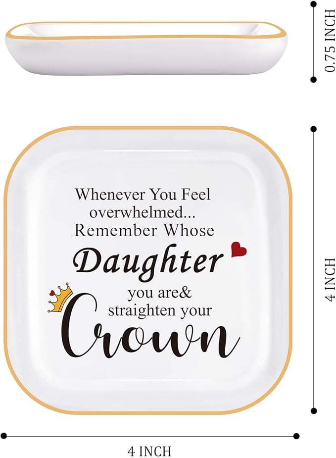 Mom's Jewelry Holder - Remember Whose Daughter You Are - Straighten Your Crown - Gifts for Daughter's Graduation, Wedding, Mother's Day, Valentine's Day