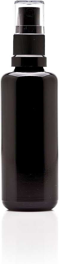 Infinity Jars 50 Ml (1.7 fl oz) Black Ultraviolet Glass Fine Mist Spray Bottle Cleaning Products Refillable Containers Homemade Perfume Blends Room, Sprays Bath Beauty Hair, Screw Top Bottles 3-Pack