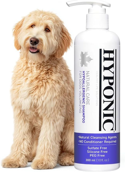 HYPONIC Hypoallergenic Premium Dog Shampoo (Volumizing, 10.1 oz) - Professional Dog Grooming Shampoo, Poodles, Bichons and/Dogs requiring Volume