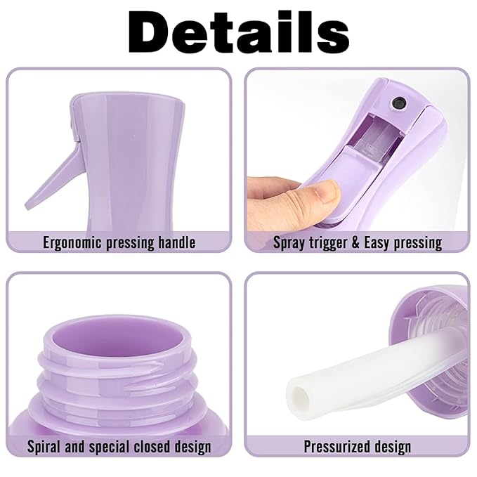 Continuous Mist Spray Bottle for Hair, Face & Plants (6.8oz/200ml) - Ultra Fine Travel-Size Water Mister for Salons, Cleaning, Pets & Skincare Leakproof Design