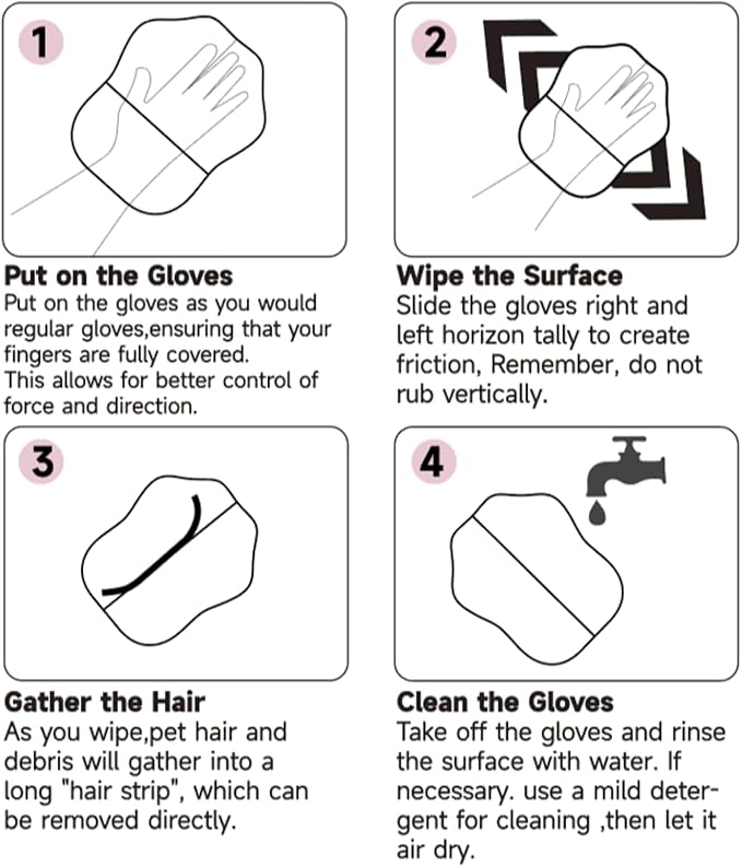 2 Pcs Static Pet Hair Removal Gloves for Dogs & Cats, Newly Upgraded Thickened Reusable Electrostatic Hair Removal Gloves, Pet Hair Removal Tool for Clothing, Couch, Carpet, Car Seats