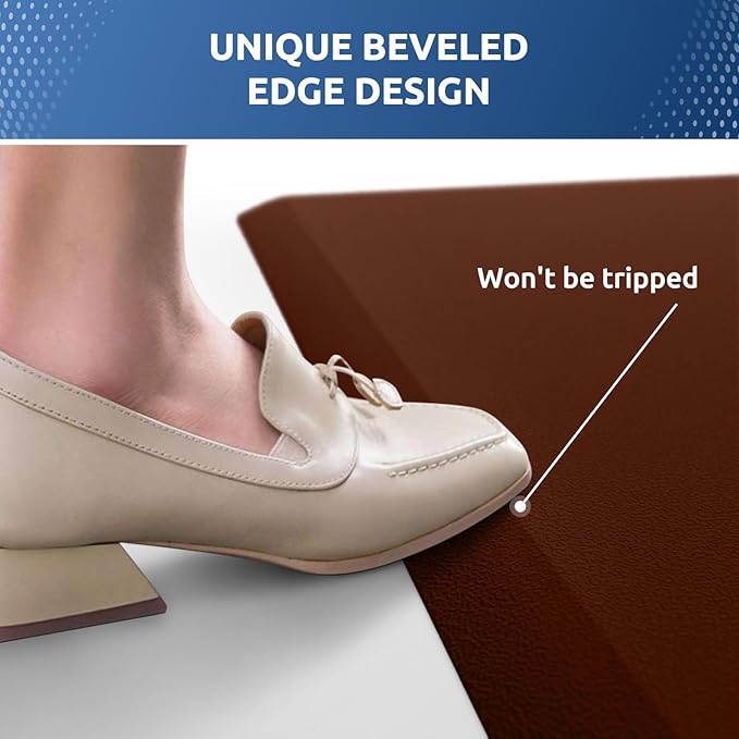 KitchenClouds Kitchen Mat Cushioned Anti Fatigue Rug 17.3"x28" Waterproof, Non Slip, Standing and Comfort Desk/Floor Mats for House Sink Office (Coffee)