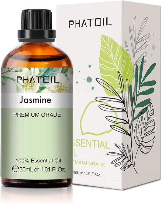 Jasmine Essential Oil 1.01fl.oz/30ml, PHATOIL Jasmine Oils Long Lasting Scents for Aromatherapy, Diffuser, DIY Soap and Candle Making