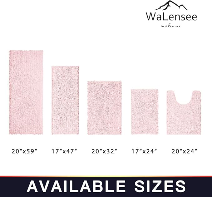 Walensee Bathroom Rug Non Slip Bath Mat (32x20 Inch Blush) Water Absorbent Super Soft Shaggy Chenille Machine Washable Dry Extra Thick Perfect Absorbant Best Large Plush Carpet for Shower Floor