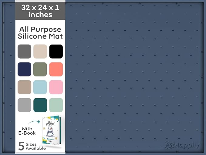32x24x1” XL Dog Food Mat - All Purpose Under Sink Liner, Washer and Dryer Covers for The Top, Silicone Griddle Mat for Blackstone - Raised Edges Dog Mat for Food and Water Prevent Spill, Waterproof