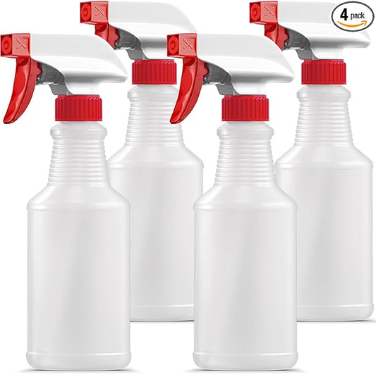 Bar5F 16-Ounce Spray Bottles | HDPE, BPA-Free, Phthalates-Free | All-Purpose, Chemical Resistant | Made in USA, 4- Pack