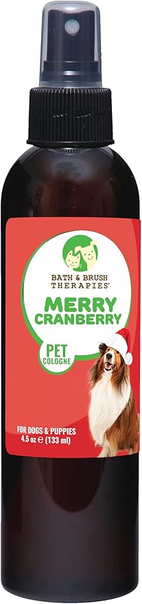 Showseason Animal Products Bath & Brush Therapies® Merry Cranberry Pet Cologne 4.5 oz For Dogs | Long-Lasting Odor Eliminator | Paraben-Free | Biodegradable | Made in USA