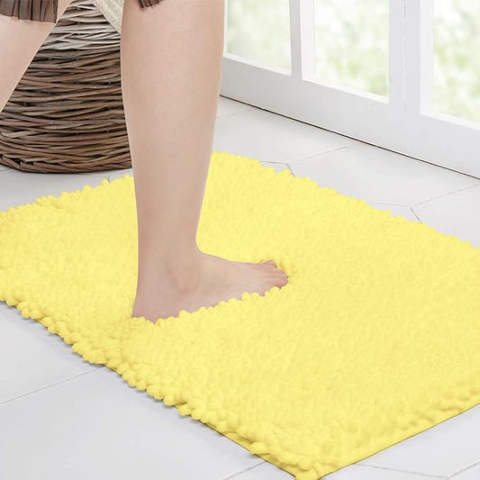 Walensee Large Bathroom Rug Non Slip Bath Mat (72x24 Inch Yellow) Water Absorbent Super Soft Shaggy Chenille Machine Washable Dry Extra Thick Perfect Absorbant Best Plush Carpet for Shower Floor