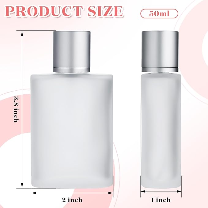 Tessco for you 6 Pcs 50ml / 1.7 Ounces Frosted Glass Bottle Perfume Atomizer refillable Spray Empty Perfume Dispenser Fine Mist Atomizer Cosmetic Container for Travel Men Women(Silver Gray)