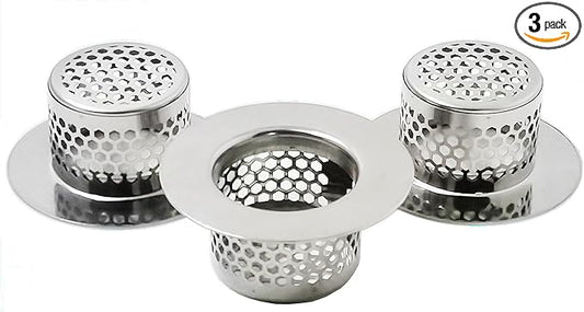 Bathtub Drain Cover, Bathtub Strainer, Drain Hair Catcher for Bathtub Laundry Utility Sink, Fit Hole Size 1.5" and Depth More Than 1.1" (3-Pack)