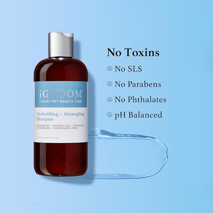 iGroom Deshedding & Detangling Dog Shampoo, Luxury Pet Beauty Care, Loosen Tangles + Unwanted Undercoat, Adds Shine + Volume, Made in USA (1 GAL)