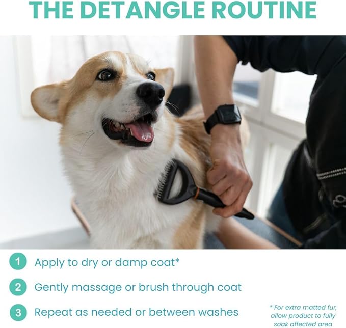 Groomer’s Goop Pain Free Brushing Detangler Spray – Tangle-Reducing Leave-in Formula Softens & Smooths Dog & Cat Coats, Gently Removes Dirt & Loose Fur, Reduces Shedding, Dye-Free – 8 oz Bottle