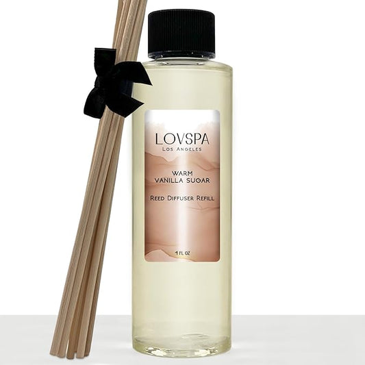 LOVSPA Warm Vanilla Sugar Diffuser Oil - Luxury Essential Oils for Diffuser Refill & Air Freshener Room Spray - Long-Lasting & Natural Home Fragrance, Scented Oil for Diffusers, USA Made, 4oz
