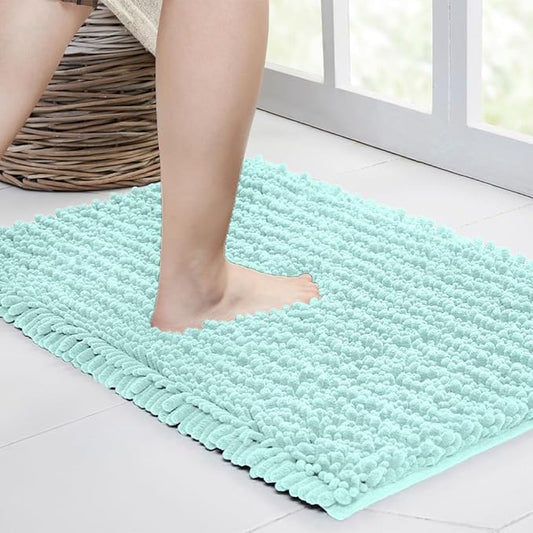 Walensee Large Bathroom Rug Non Slip Bath Mat (72x24 Inch Spa Blue) Water Absorbent Super Soft Shaggy Chenille Machine Washable Dry Extra Thick Perfect Absorbant Best Plush Carpet for Shower Floor