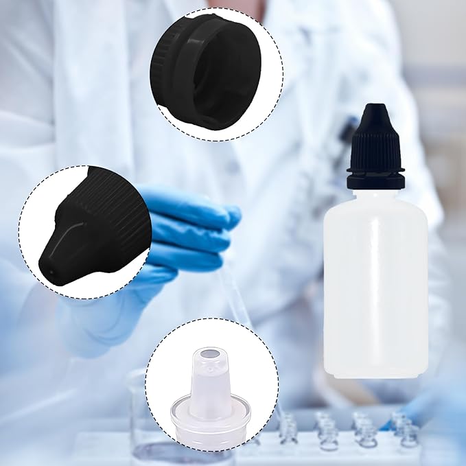 12 Pcs Dropper Bottles, 50ml/1.7 oz Empty Squeezable Small Mouth Dropper Bottle, Liquid Dropper Bottle with Black Cap