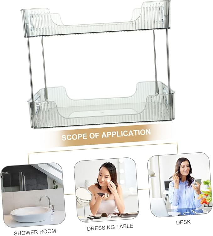 BESTOYARD 2tier Bathroom Countertop Organizer Tray Makeup Brush Organizer Over Toilet Storage