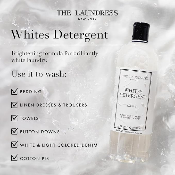 The Laundress Whites Detergent, Concentrated Laundry Detergent Liquid, Whiten & Brighten Clothes, Tough on Stains, Classic Scent, 32 oz.