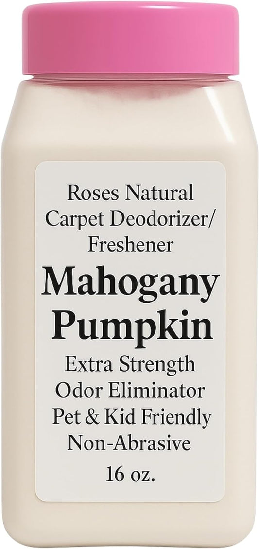 Carpet Deodorizer Powder – Mahogany Pumpkin Scent, Long-Lasting Odor Eliminator, Pet & Kid Friendly, 16 oz (Mahogany Pumpkin)