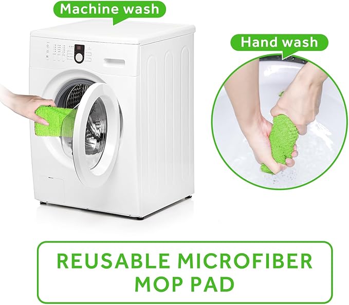 16.5 inch Mop Pads Refills, 3 Pack Microfiber Reusable Replacement Mop Pads Flat Replacements Heads for Wet Or Dry Floor Cleaning and Scrubbing, Green Cloth