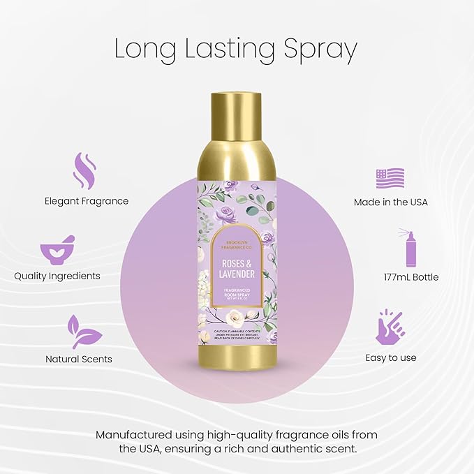 Brooklyn Fragrance Co. Arches Room Spray – Premium Lavender Floral Air Freshener -Long lasting home Fragrance Spray for Bathroom, office & small spaces- 6 Fl oz.