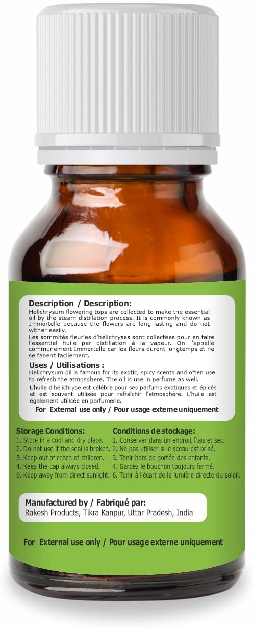 Helichrysum Essential Oil (Helichrysum Italicum) 100% Pure & Natural - Undiluted Uncut Aromatherapy Premium Oil - Therapeutic Grade - 30 ML