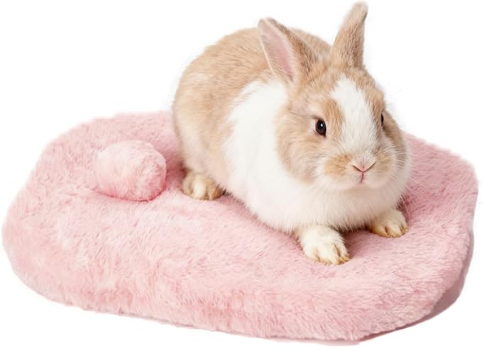Bunny Bed Pad, Soft Washable Chinchilla Cushion, 12x12in Warm Small Pet Mat, Plush Polyester Comfort Layer, Pet Bedding Accessory for Hamster Ferret, Cage Playpen Bedroom Living Room Office
