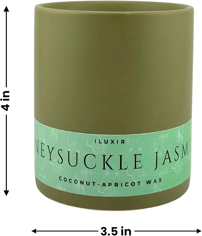 Honeysuckle Jasmine Scented Candle – Long Burning Fresh Floral Spring Fragrance with Lemon, Violet & Wood – Hand-Poured Coconut-Apricot Wax, Non-Toxic, Cruelty-Free – 13 oz with Bamboo Lid