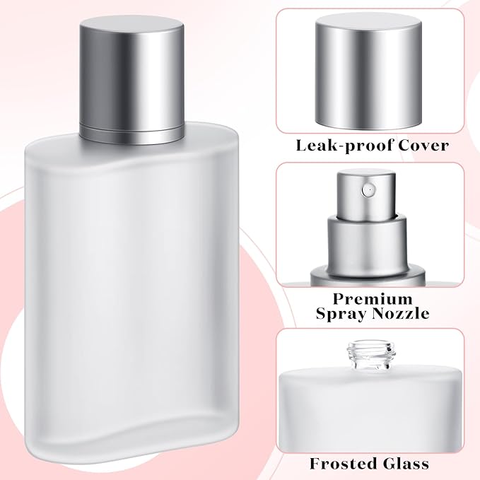 Tessco for you 6 Pcs 50ml / 1.7 Ounces Frosted Glass Bottle Perfume Atomizer refillable Spray Empty Perfume Dispenser Fine Mist Atomizer Cosmetic Container for Travel Men Women(Silver Gray)