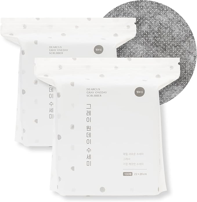 DEARCUS Gray One Day Scrubber - No Odor Dishcloths for Washing Utensils, Cookware, & Cooktop – Multipurpose Embossed & Lint Free PP Cleaning Cloths - for One Day Use, 2 Pack 200 Sheets