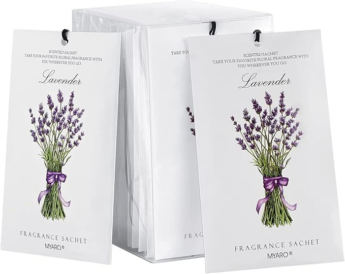 MYARO 12 Packs Lavender Scented Sachets Air Freshener for Drawer and Closet, Long-Lasting Sachets Bags Drawer deodorizers Fresh Scents, Home Fragrance for Lover