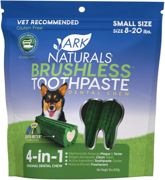 Ark Naturals Brushless Toothpaste, Dog Dental Chews for Small Breeds, Freshens Breath, Helps Reduce Plaque & Tartar, 12oz (Pack of 6)