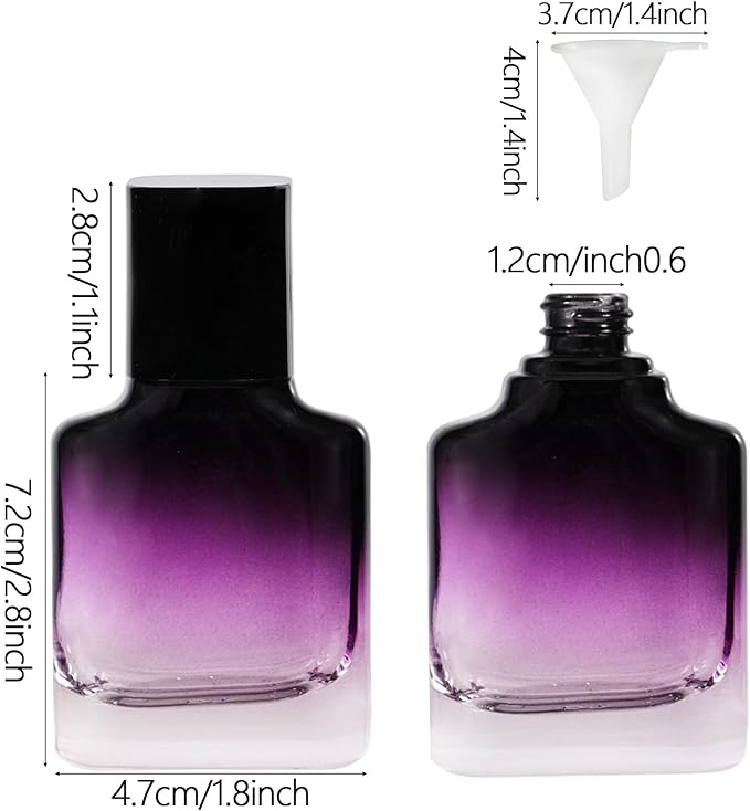 Perfume Bottles Empty Glass Atomizer Sprayer, 3 Pack 30ml Refillable Travel Spray Bottle for Fragranc or Essential Oil, Portable Cologne Atomizers with Dispensing Kit for Handbag, Date