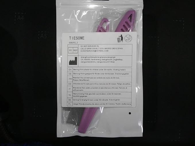 TIESOME Pet Hair Comb Tear Stain Removal,2 Pack Multifunctional Pets Grooming Comb Kit 2 in 1 Dog Combs Stainless Grooming Massage Dual-Sided Comb for Knots Crust Floating Hair Tangle Fleas(Pink)