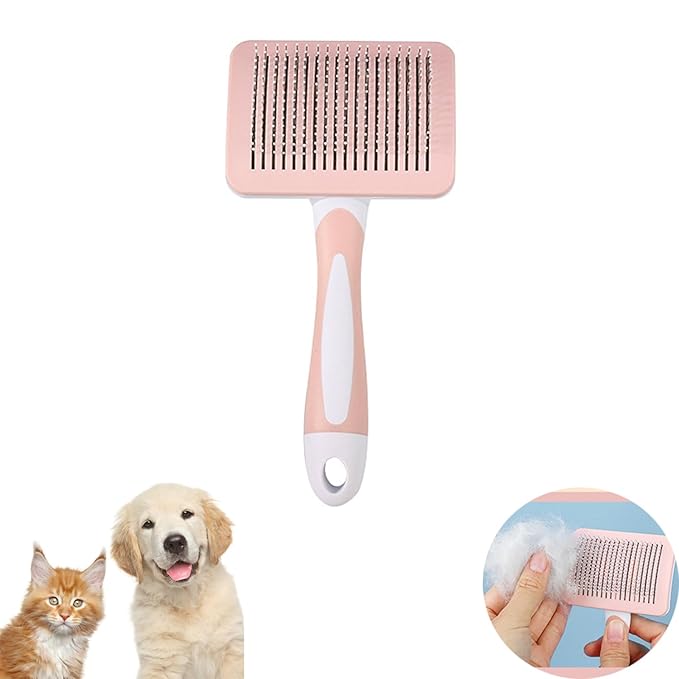 Slicker Brush for Dogs & Pet Comb, Flea Comb for Cats Dogs Brush, Dog Grooming Kit - Deshedding Brush, Pet Hair Removal Comb, Professional Dog Grooming Brush, to Effectively Remove Tangles (Orange)