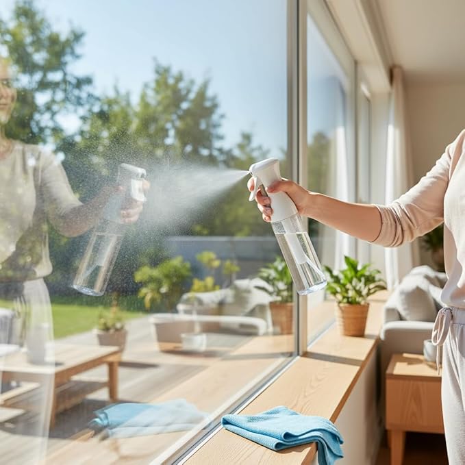 Spray Bottle for Hair, SkinCare, Planting, Showering Pets, Travel, Cleaning &Home, Empty Ultra Fine Mist hair spray bottle for Styling, Water Mister, Refillable(300ml/10.1 oz)(White)