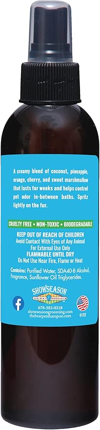 Showseason Bath & Brush Therapies® Ambrosia Pet Cologne 4.5 oz For Dogs | Long-Lasting Odor Eliminator | Cruelty-Free | Paraben-Free | Biodegradable and Non-Toxic | Made in The USA