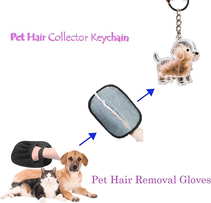2Pcs Pet Hair Removal Glove for Dogs & Cats,The Magic Brush Pet Hair Remover,Five-Finger Electrostatic Pet Hair Gloves for Furniture,Car,Couch,Carpet,Essential Pet Supplies