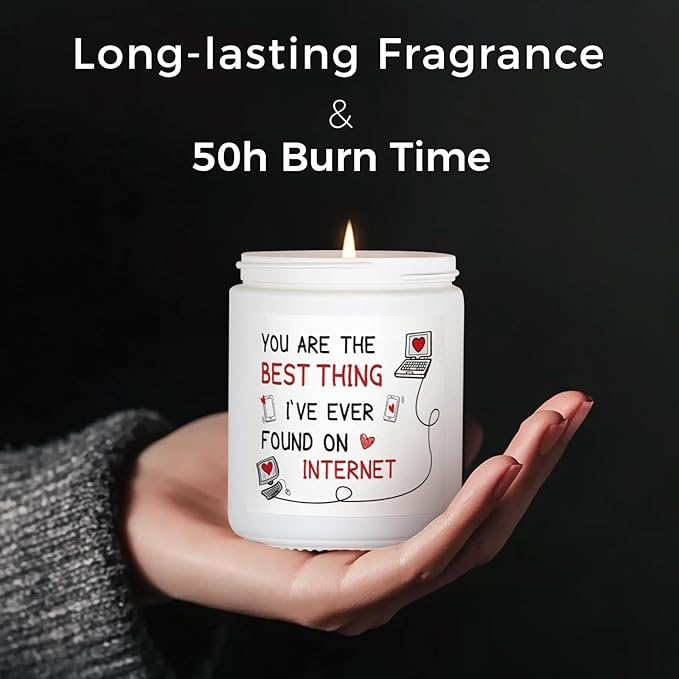 MOASITN Candles for Women Men, Valentines Day, Birthday, Anniversary Romantic & Funny Candle for Girlfriend, Boyfriend, Wife, Friends, Best Thing I Found on The Internet Scented Candles for Her Him