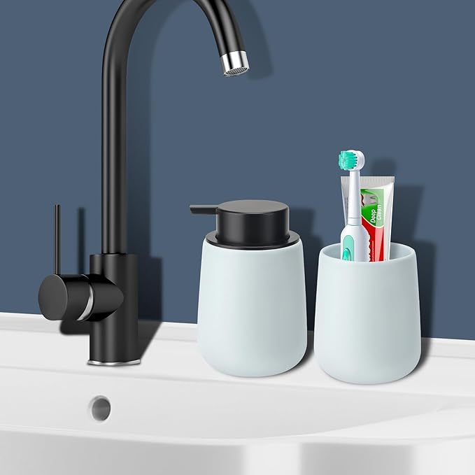 Soap Dispenser Ceramic with Easy-to-Press Pump Hand Lotion Liquid Dispenser for Shampoo Bathroom Kitchen 12 oz