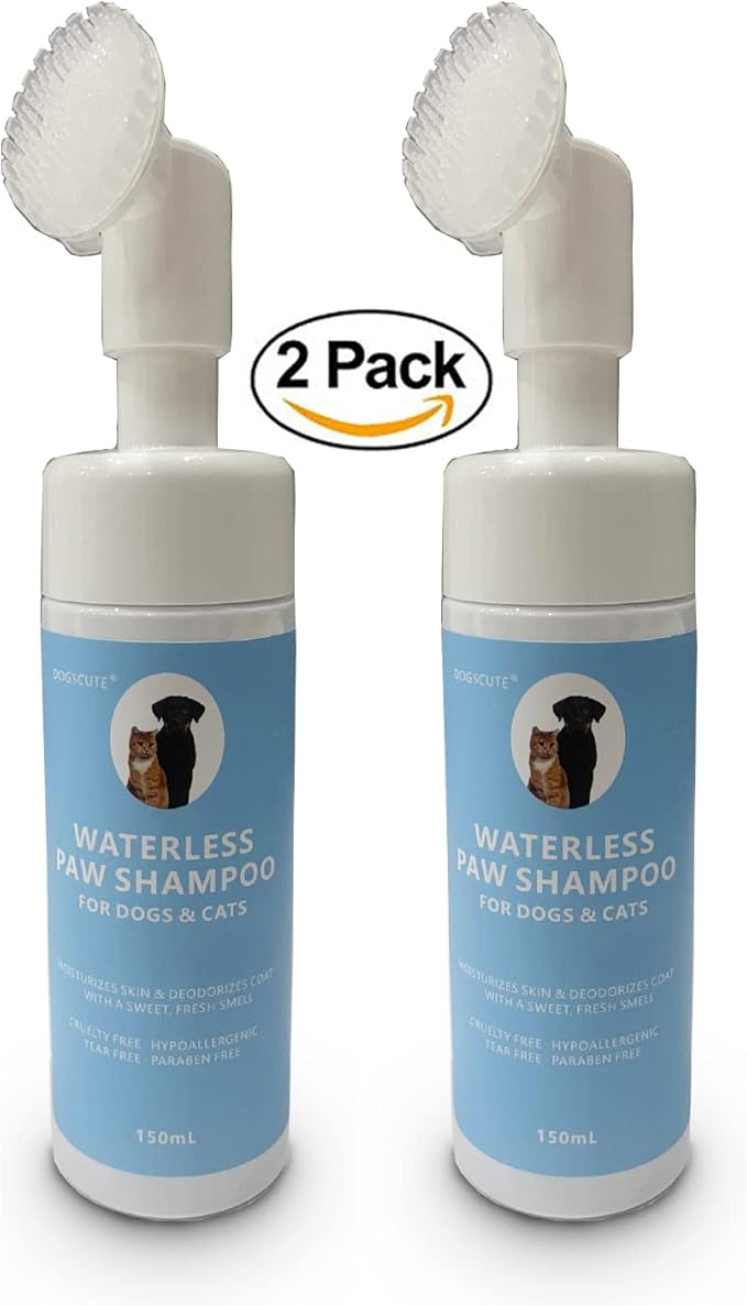 2 Pack Pet Paw Cleaner for Dogs & Cats, Waterless Foam with Silicone Scrubber, Dogs Cats Feet Paw Cleaner