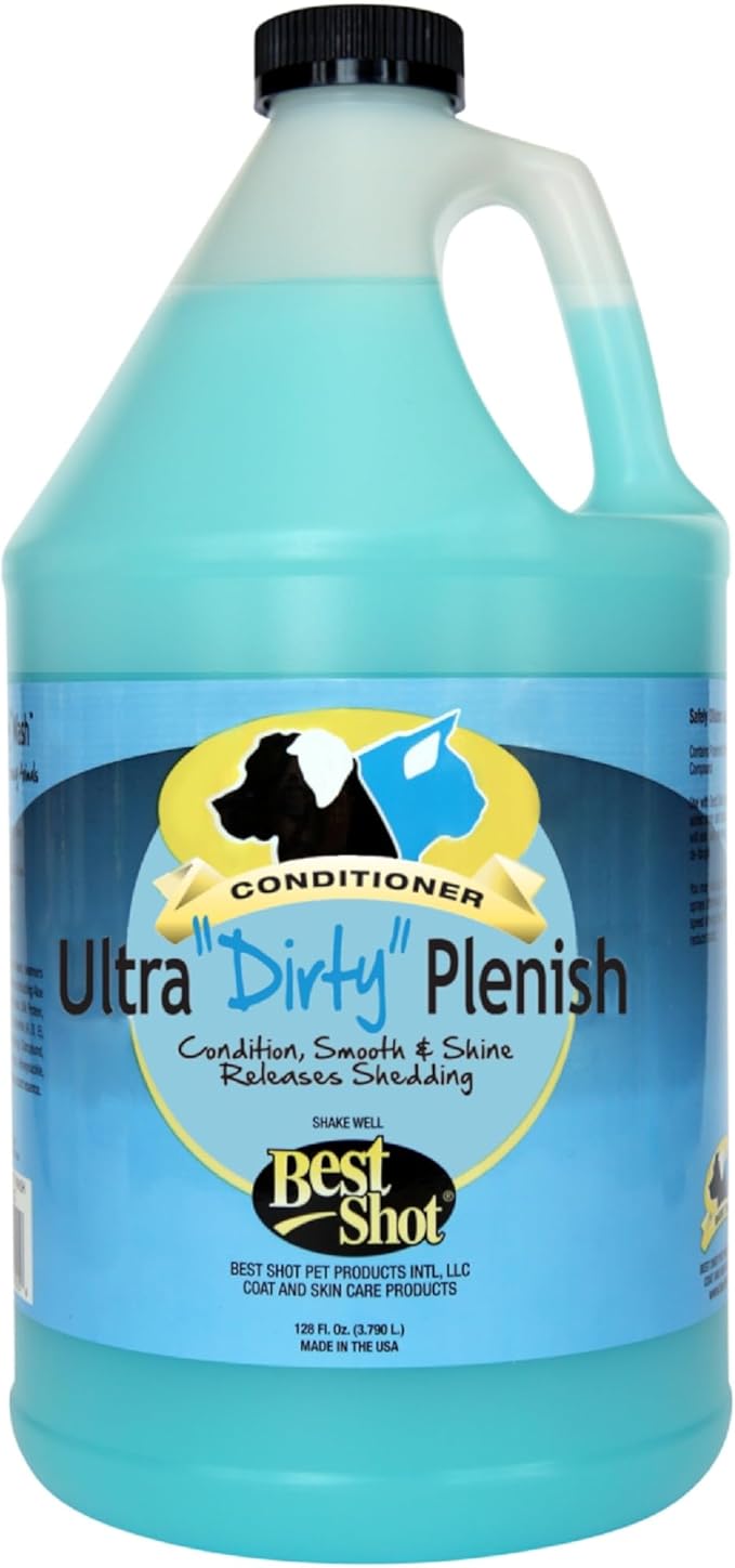 Best Shot Ultra Dirty Plenish Conditioner, Ideal Pet Grooming Conditioner, Protein-Enriched Moisturizing Formula for Dogs, Cats, and Horses, Agree Fragrance, 1 Gallon