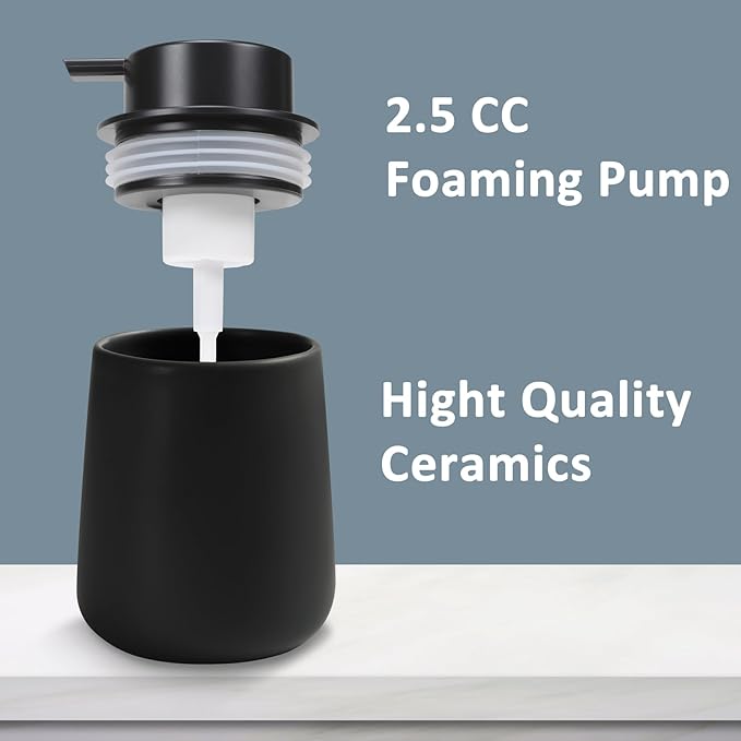 Soap Foaming Dispenser Ceramic with Easy-to-Press Pump Hand Foam Dispenser for Shampoo Bathroom Kitchen 12 oz