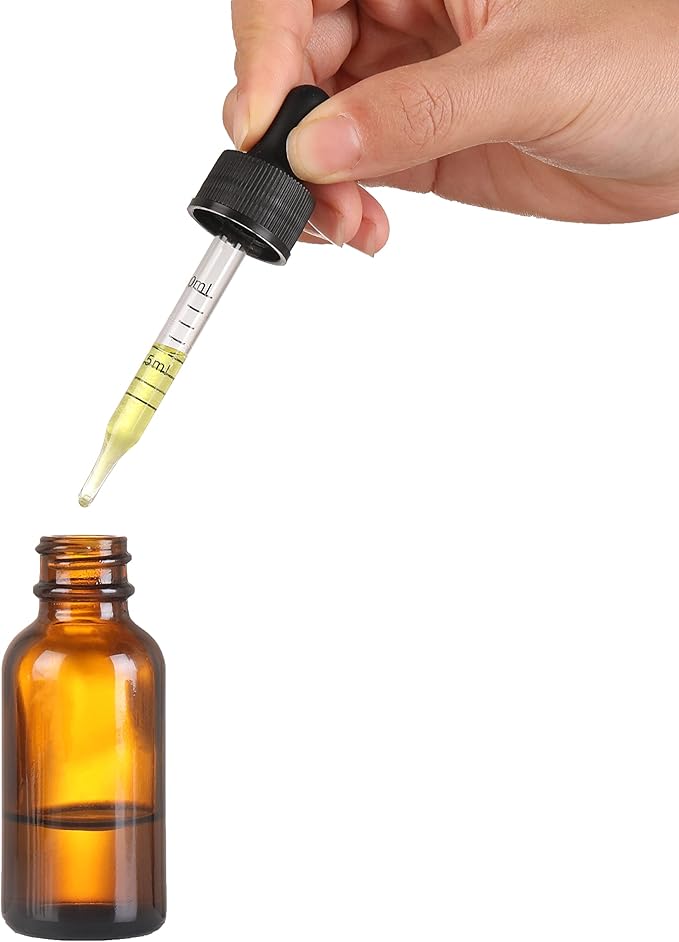 24 Pack,1oz Glass Dropper Bottle, Amber Tincture Bottles with Dropper,Pretty Finish for All Kinds of Liquids,Oil Bottles for Hair- Stronger Suction ideal for Leakproof Travel