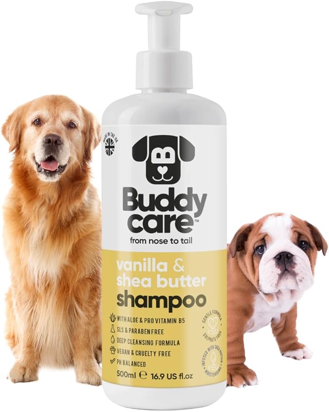 Vanilla & Shea Butter Dog Shampoo - (16.90oz) Itch Relief & Dog Shampoo Sensitive Skin Care, Dog Shampoo and Conditioner, Premium Dog Grooming Supplies for All Breeds