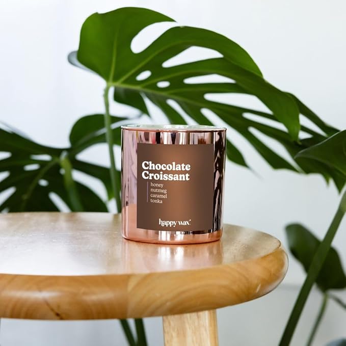 Happy Wax Chocolate Croissant All Natural Soy Wax 1 Wick Premium Scented Candle, Infused with Essential Oils, Long Lasting 30+ Hours of Burn Time