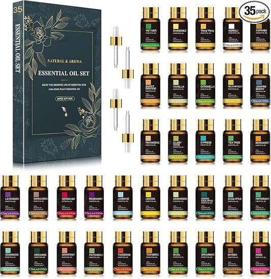 Essential Oil Set, 35PCS Premium Essential Oils Kit, 5ML Essential Oils Fragrance Oil Scent for DIY Candle and Soap Making